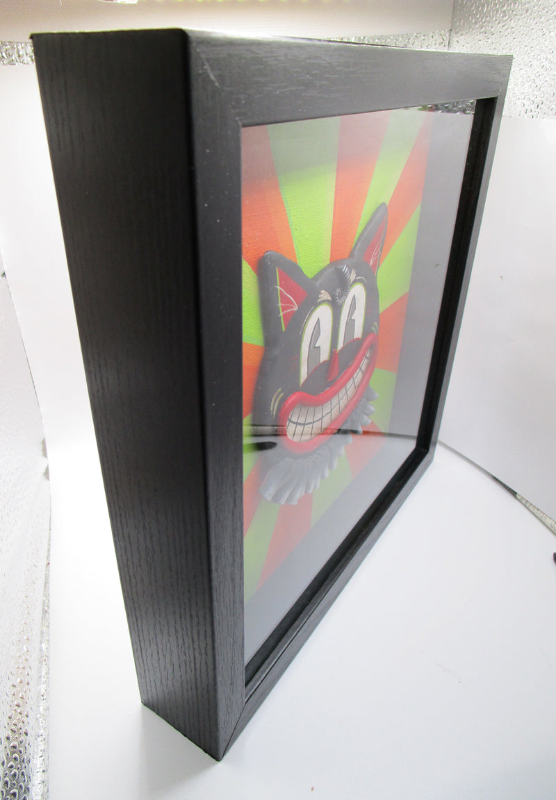 Halloween vintage style BLACK CAT collage shadow box mixed media