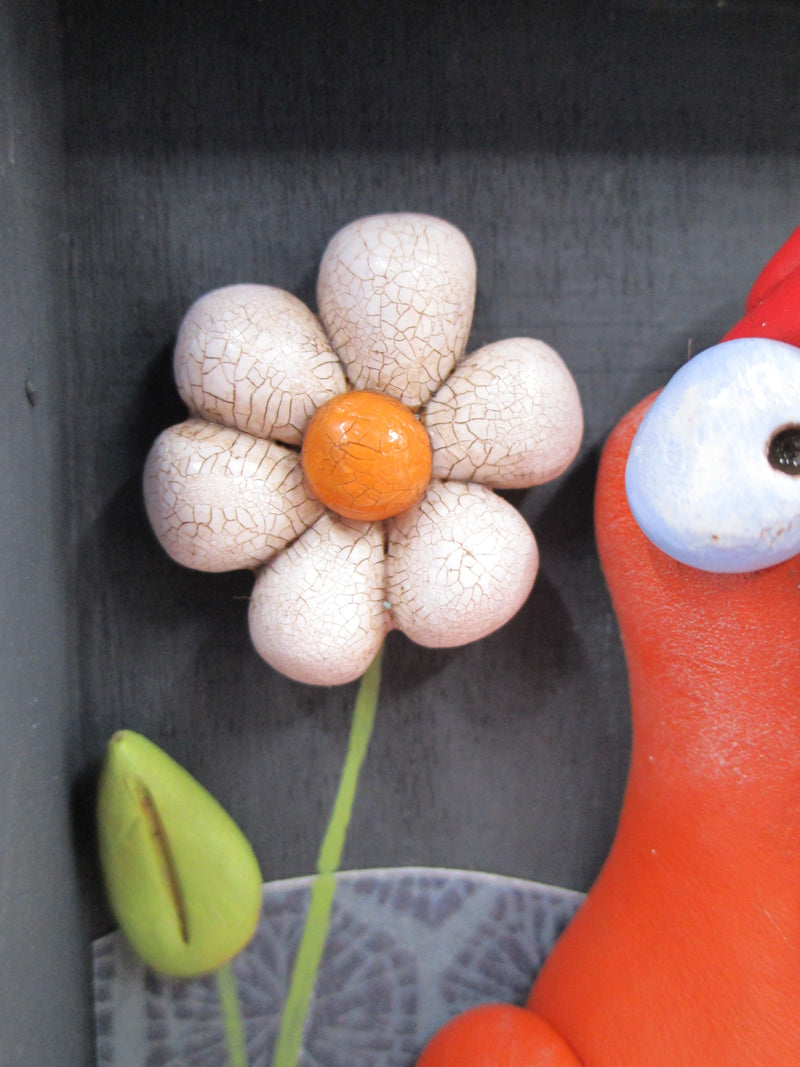 Chicken folk art 4 x 4 shadow box wacky character – pumpkinseeds
