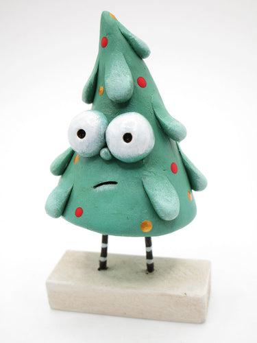 Christmas folk art small tree silly and cute slight frown