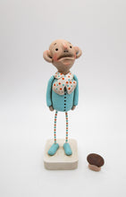 Wacky character "anguish" man in teal and orange