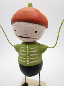 Halloween BOO! Skelly Skeleton with pumpkin hat PAPER CLAY