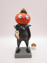 Halloween folk art pumpkin man with fancy shimmering collar
