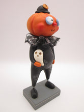 Halloween folk art pumpkin man with fancy shimmering collar