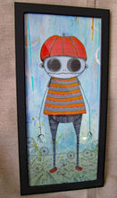 Halloween folk art painting SKELETON characters with lots of doodles original not a print