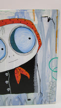 Halloween folk art lady skelly skeleton painting