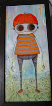 Halloween folk art painting SKELETON characters with lots of doodles original not a print