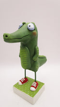 Spring folk art ALLIGATOR wearing red sneakers!