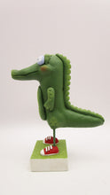 Spring folk art ALLIGATOR wearing red sneakers!