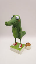 Spring folk art ALLIGATOR wearing red sneakers!