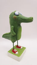 Spring folk art ALLIGATOR wearing red sneakers!