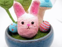 COTTON SPUN Easter bowl with bunny and eggs and mushrooms