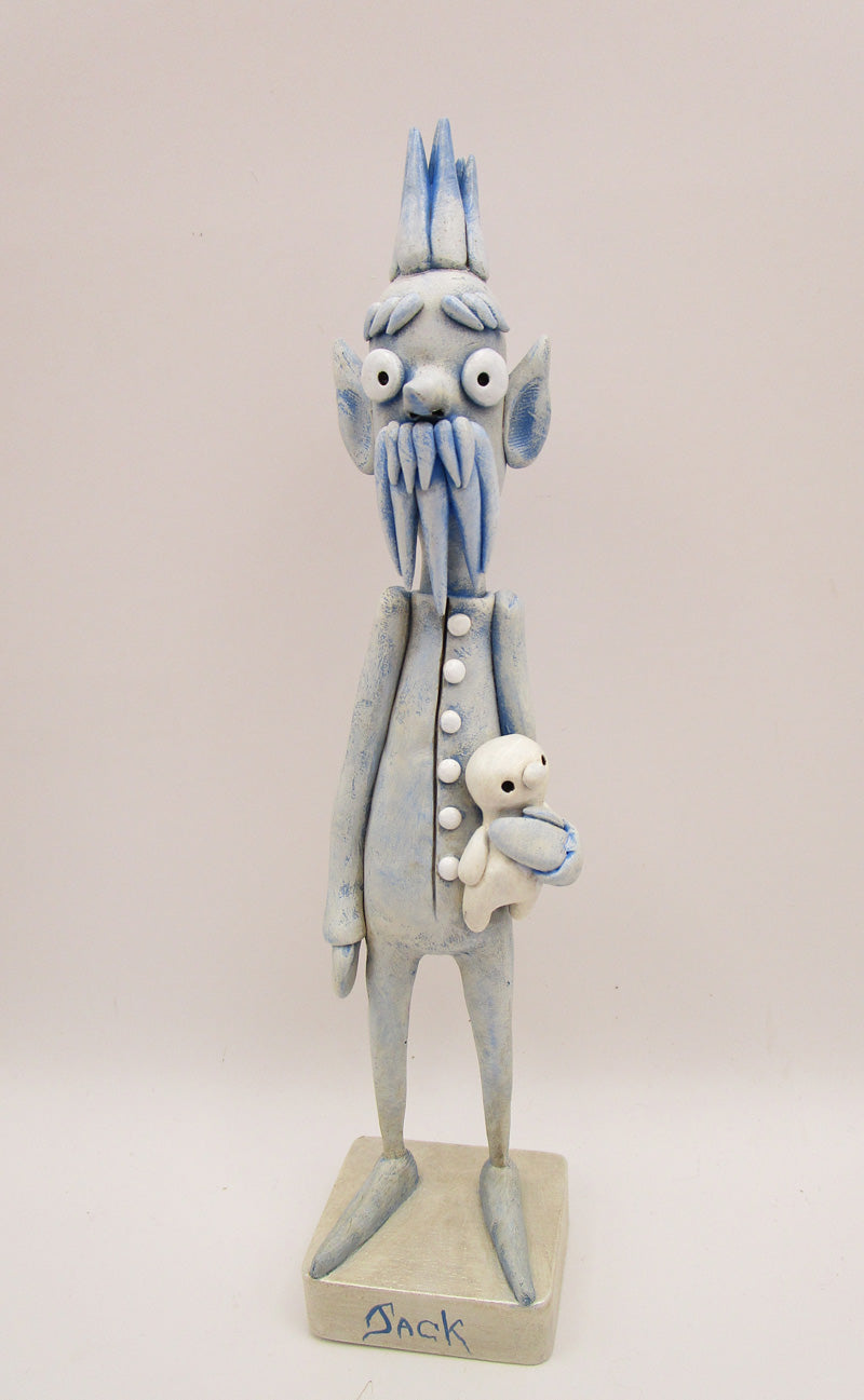Christmas folk art tall Jack Frost with snowman