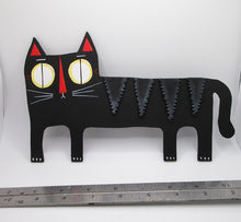 Halloween wood vintage style black CAT with clay accents