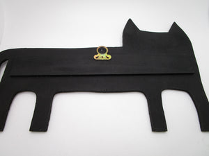Halloween wood vintage style black CAT with clay accents