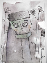 ACEO trading card HALLOWEEN Frankenstein original 2.5 x 3.5 art MISC