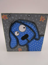 Dog square block painting BLUE DOG