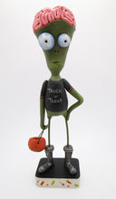 ALIEN Halloween trick or treat character with brains and jack o lantern bucket