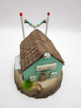 Summer folk art Ocean wood "Bait house" with beads and fish charm