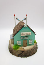 Summer folk art Ocean wood "Bait house" with beads and fish charm