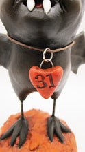 Halloween folk art BAT character with 31 heart charm