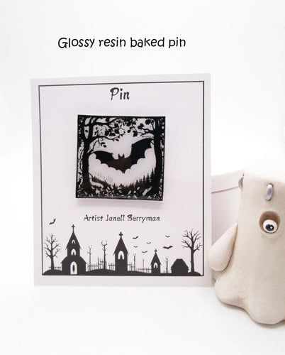 Halloween black white glossy resin coated PIN misc