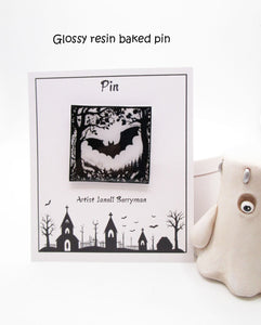 Halloween black white glossy resin coated PIN misc