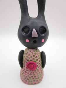 Dark art black bunny with rosy cheeks and lots of texture misc