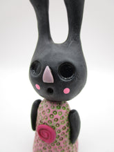 Dark art black bunny with rosy cheeks and lots of texture misc