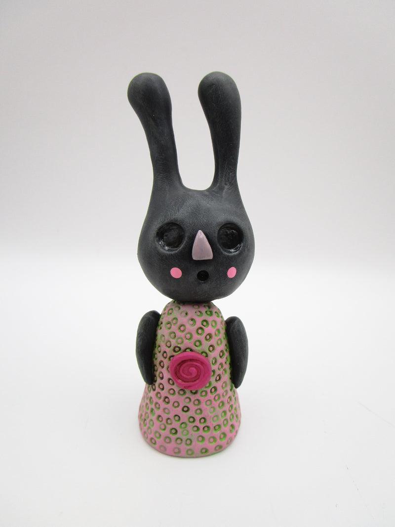 Dark art black bunny with rosy cheeks and lots of texture misc