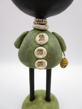Spring folk art BEAR with bee and hive 7.25 inches tall