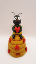 Valentine folk art BEE sitting on his love hive