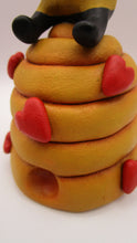Valentine folk art BEE sitting on his love hive