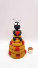 Valentine folk art BEE sitting on his love hive