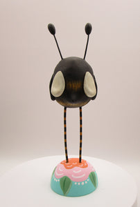 Spring time folk art cute BEE on floral painted base