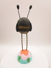 Spring time folk art cute BEE on floral painted base