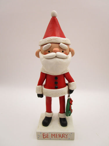 Christmas traditional Santa in red with sculpted wreath charm
