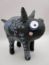 Large paper clay 4-legged MONSTER floral doodles CUTE