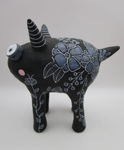 Large paper clay 4-legged MONSTER floral doodles CUTE