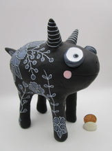Large paper clay 4-legged MONSTER floral doodles CUTE