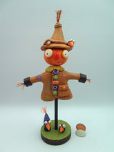 Halloween folk art big scarecrow with crows