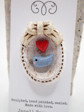 Pin - brooch with red heart LOVE with blue bird ready to wear think Valentines? misc