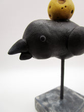 Halloween folk art black bird with moon and one star