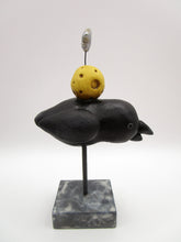 Halloween folk art black bird with moon and one star