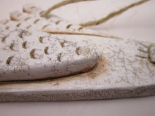 White BIRD Crackle Finish Christmas Ornament - one of a kind signed