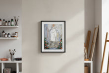 Original painting acrylic collage mixed media painting BIRD with flowers and doodles