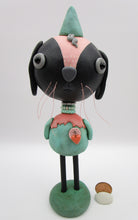 Spring folk art or Easter black bunny retro feel with beads and heart charm