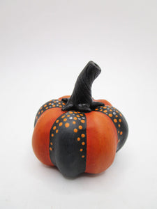 Halloween folk art black and orange pumpkin striped with dots