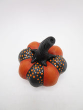 Halloween folk art black and orange pumpkin striped with dots