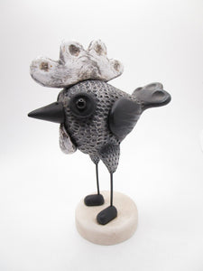 Black rooster folk art bird misc