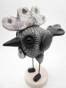 Black rooster folk art bird misc